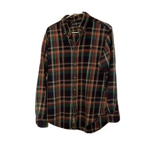 Ralph Lauren Plaid Shirt Blue Red & Green Classic Fit Button Down Size L